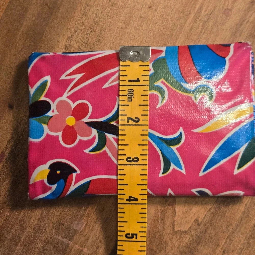 Erica Maree Handmade Oilcloth‎ Envelope Wallet Pink Floral Zebra with Coin Pouch